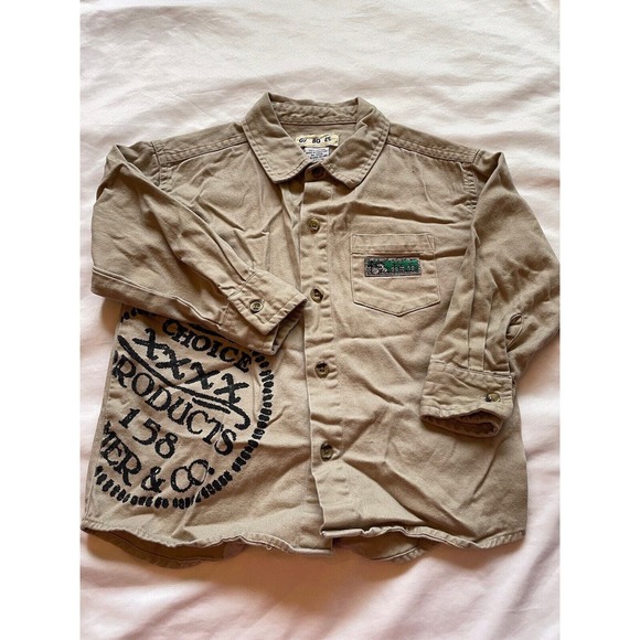 Vintage Gymboree Tan Collared Button Down Pocket Shirt Toddler Size Medium 2T-3T - Picture 10 of 11